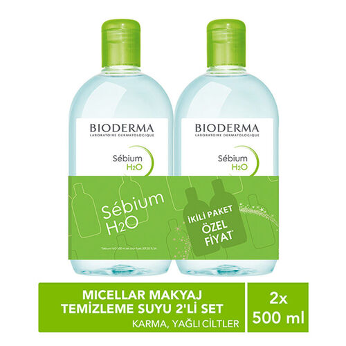 Bioderma Sebium H2O Yüz ve Makyaj Temizleme Suyu 2 x 500 ml - Bioderma